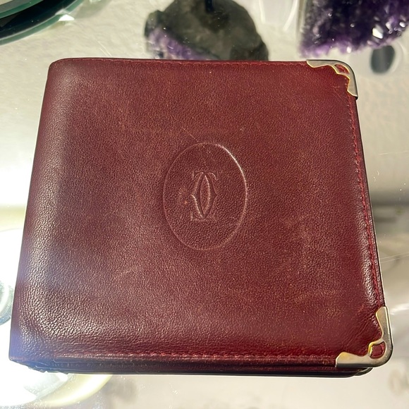 Cartier Handbags - EUC, AUTH Cartier VINTAGE Burgundy Wine Leather Wallet UNISEX